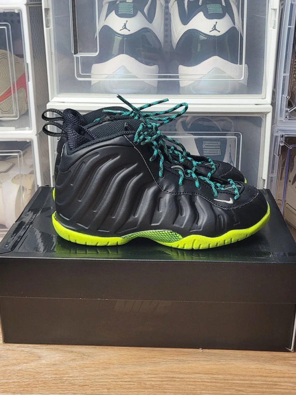 Nike Little Posite One Emerging Powers Kids PS Sz 1Y Black/Volt DZ2853-001